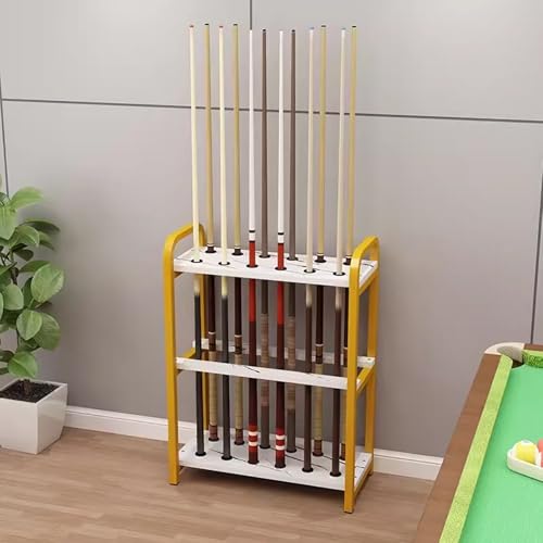 Portable Metal Floor Stand Pool Cue Stick Holder - Freestanding Billiard Stick Storage for Game Room, Bar, or Billiard Room (White, 40 x 29 x 80 cm)