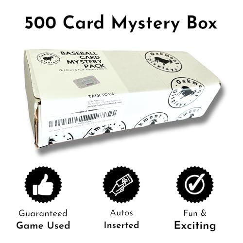 Baseball Card Mystery Box - 500 Cards Plus Sealed Pack | Loaded with Superstars and Hall of Famers - One Game Used Per Box | Autographs Inserted | 1970s to Present - Collection Starter Set