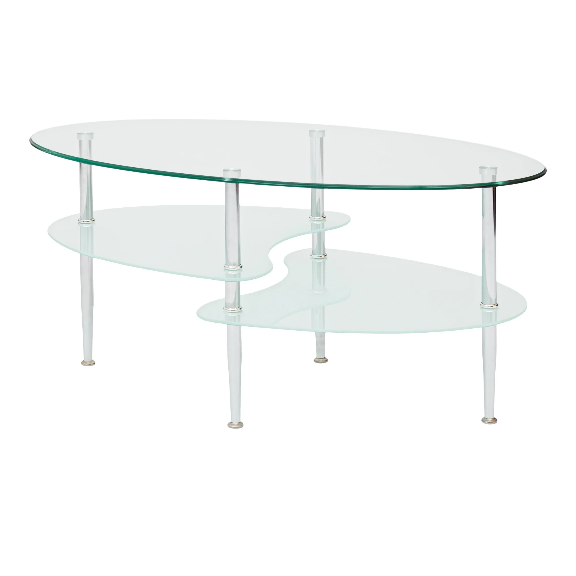 Walker Edison Mid-Century Modern Oval Glass Coffee Table