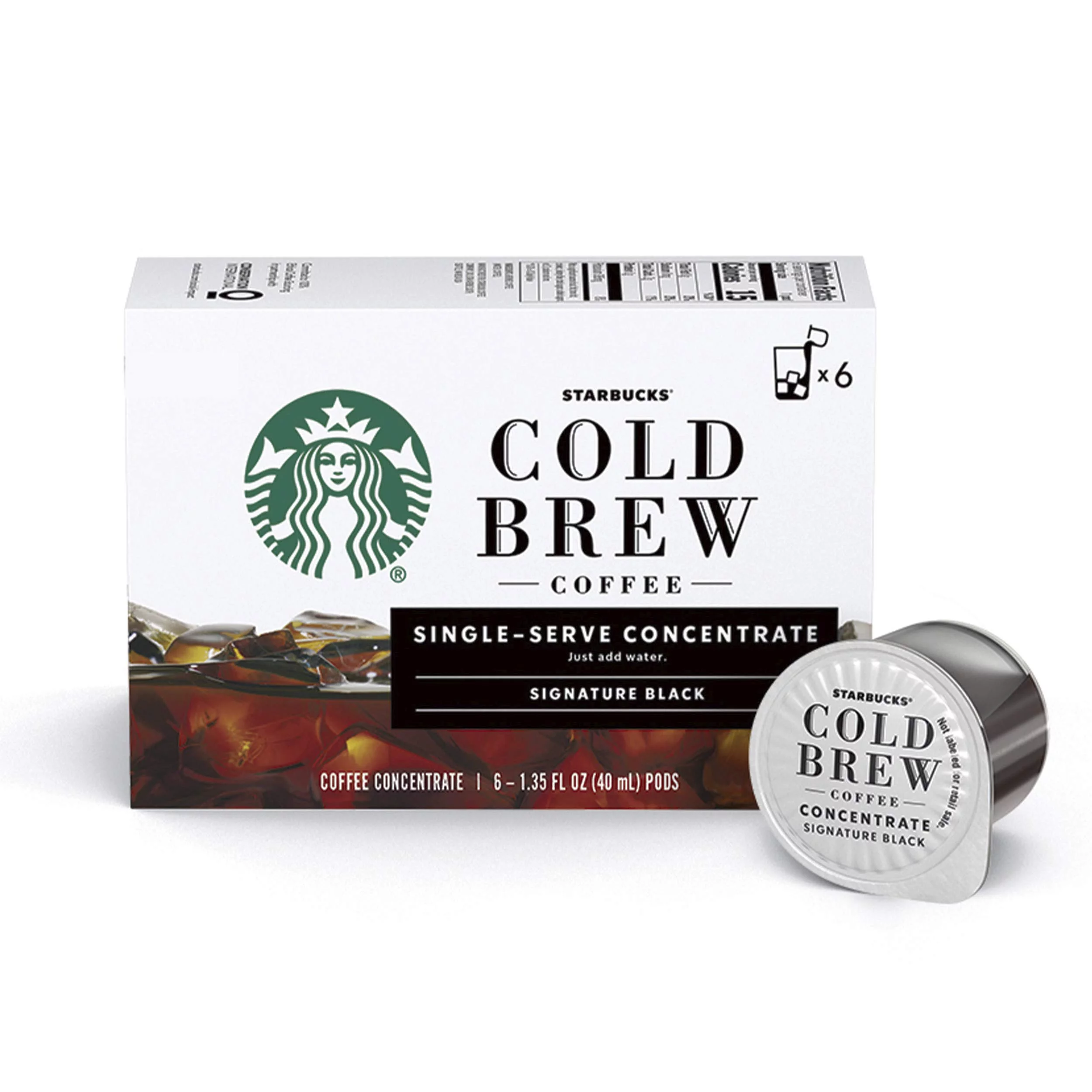 Starbucks Cold Brew Coffee | Signature Black Single-Serve Concentrate Pods (Total 36 Capsules) 6 Capsule Each | Pack Of 6