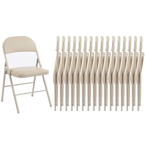 Sweetcrispy Folding Chair 12 Pack, Leather Padded Folding Chairs, Sturdy Metal Foldable Chairs, Easy to Use and Store, Outdoor and Indoor, for Home, Office, Party, Comfy
