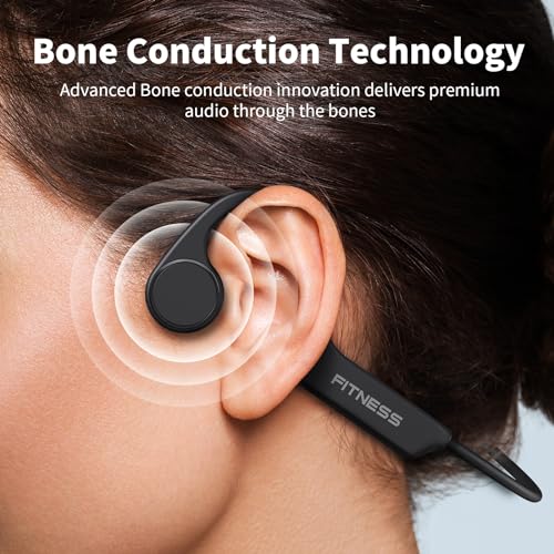 PSIER Bone Conduction Headphones, Open Ear Bluetooth 5.4 Headphones, Bone Conduction Earbuds 10H Playtimes Sports Earphones with Mic, IPX6 Waterproof Earbuds for Hiking, Cycling, Gym, Black