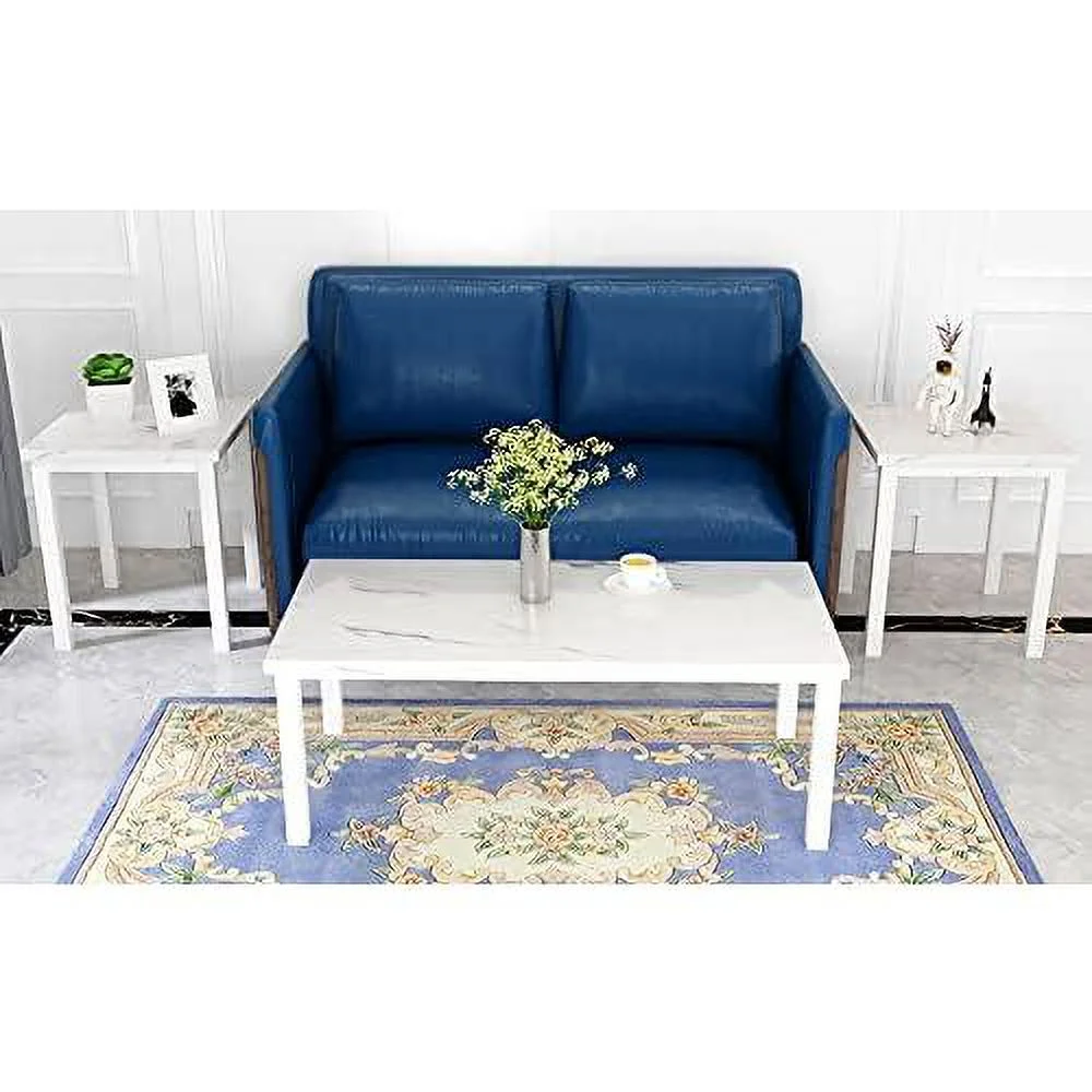 Living Room 3-Piece Set With Marble-Looking Top-Includes Coffee 2 End Tables, 42.1
