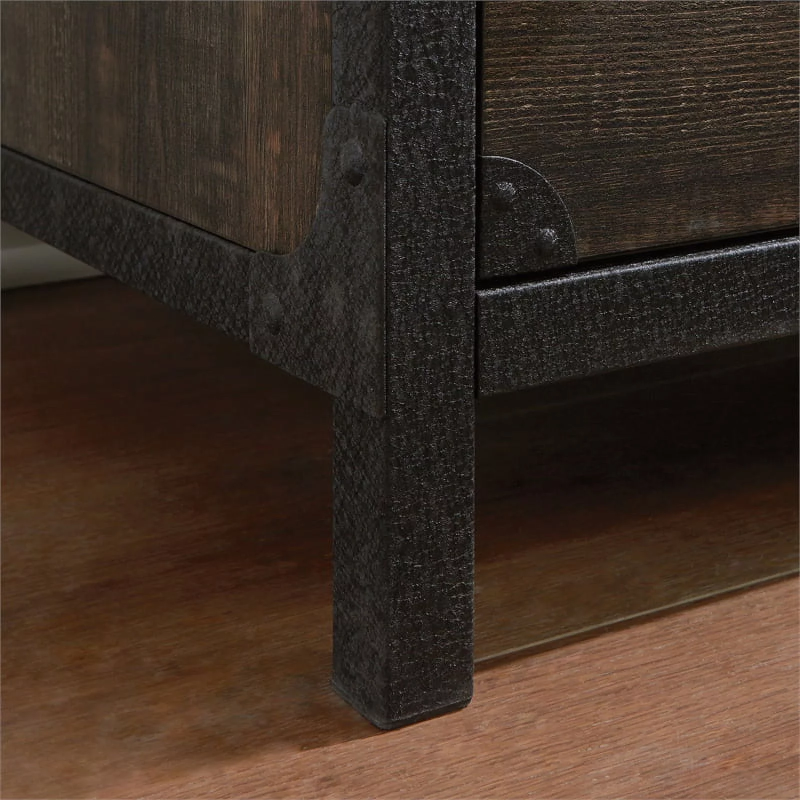 Home Square 2-Piece Set with Lateral File and Library Hutch in Carbon Oak