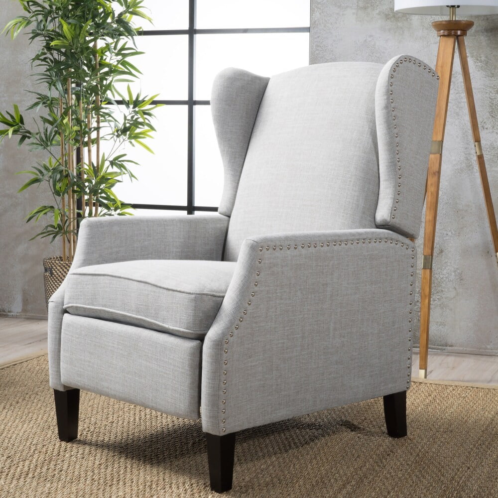 Christopher Knight Home Wescott Wingback Pushback Recliner by  taupe tweed Semi-Firm