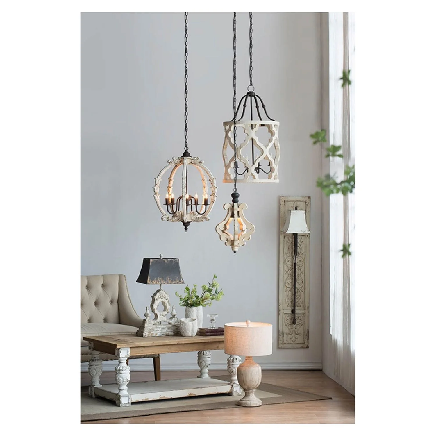 CC Home Furnishings Distressed Antique 1-Light Chandelier - 84