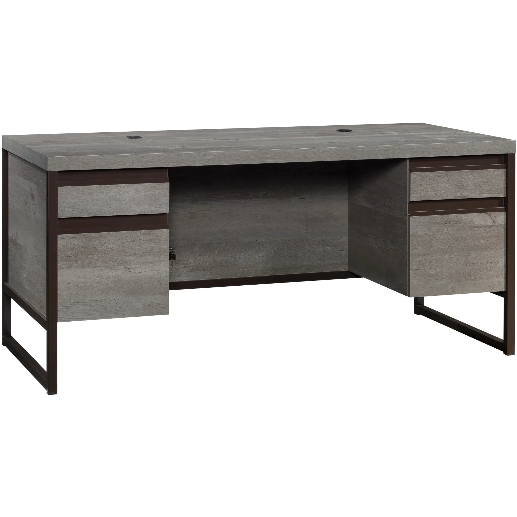 Sauder Manhattan Gate Engineered Wood Executive Desk in Mystic Oak