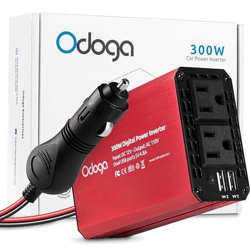 500W Car Power Inverter 12v to 110v – Car Adapter for Plug Outlet, DC to AC Converter, USB/USB-C Fast Charger for Laptop, Phone, Dual AC – for Vehicle, Pickup Truck, Roadtrip, Camping by Odoga