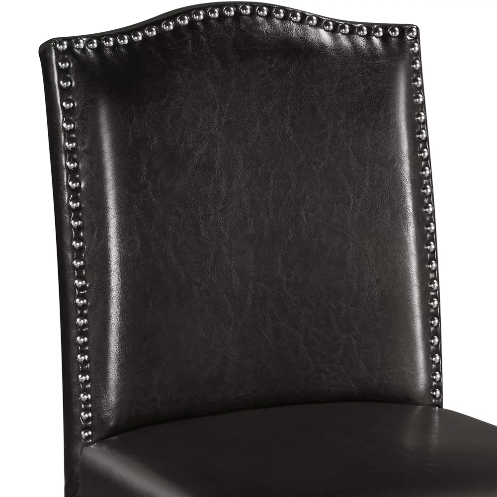 Easyfashion 2pcs Faux Leather Dining Chairs, Brown