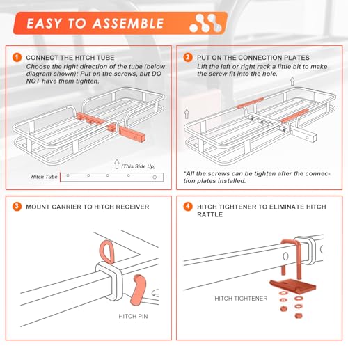 MeeFar Folding Hitch Mount Cargo Carrier Basket 60