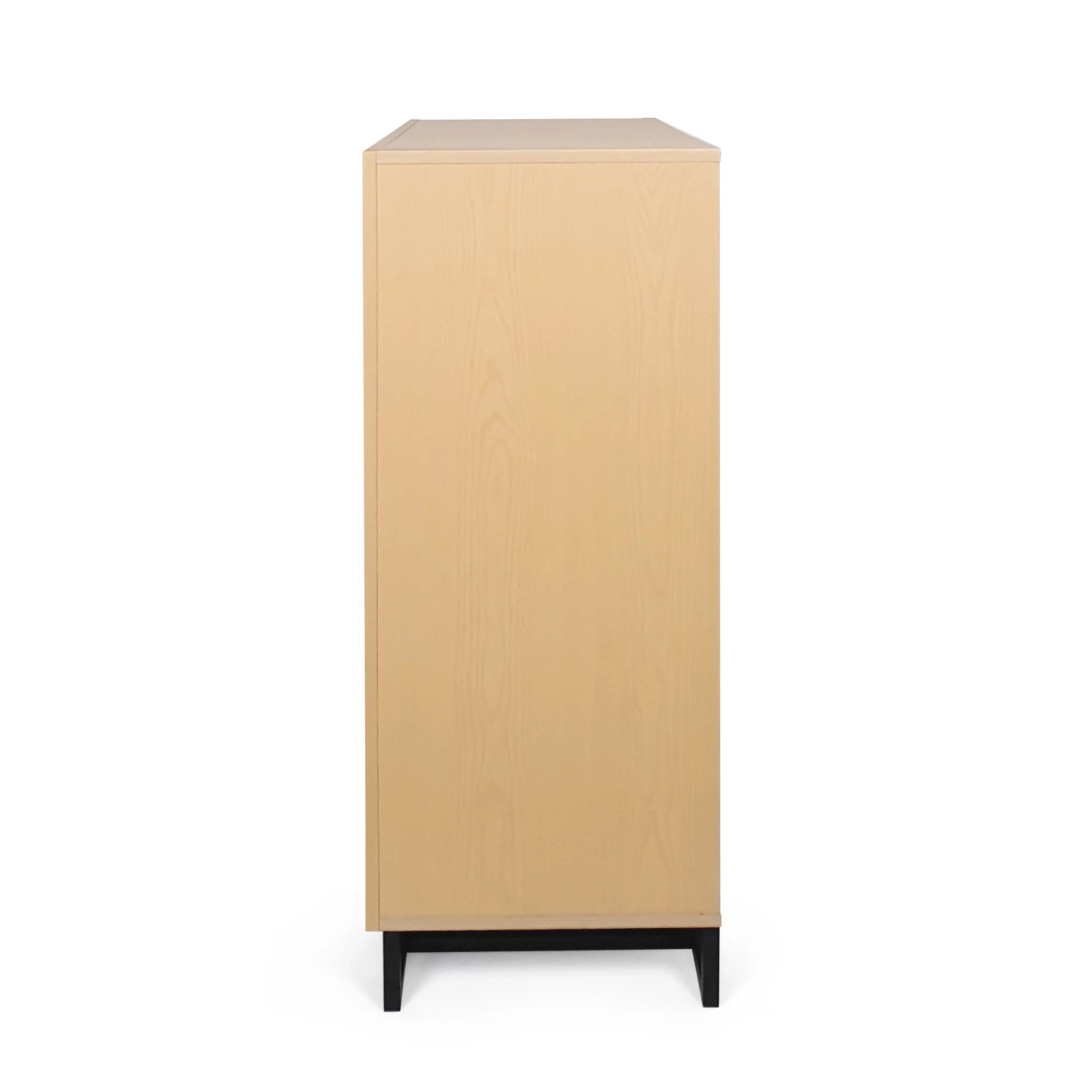 Noble House Cayuga Faux Wood 2 Piece 4 Drawer Dresser and Nightstand Bedroom Set, Natural and Black