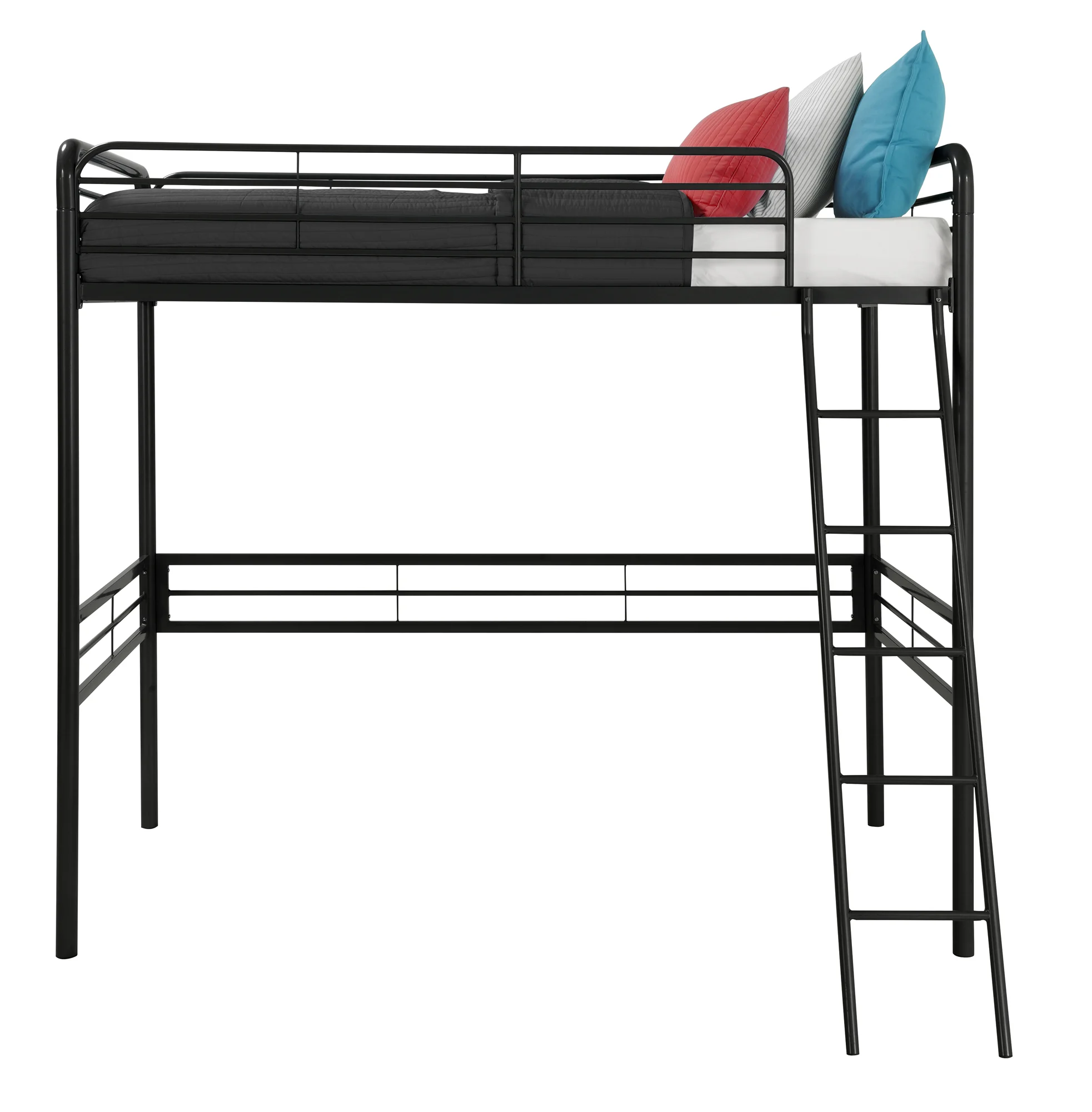 DHP Tommy Twin Metal Loft Bed, Black