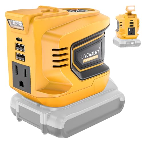 200W Power Inverter for Dewalt 20V, DC 20V to AC 110-120V Battery Inverter, Portable Power Station Generator, Charger Adapter Battery Powered Outlet with 2 USB Ports & 1 Type-C & 1 AC Outlet