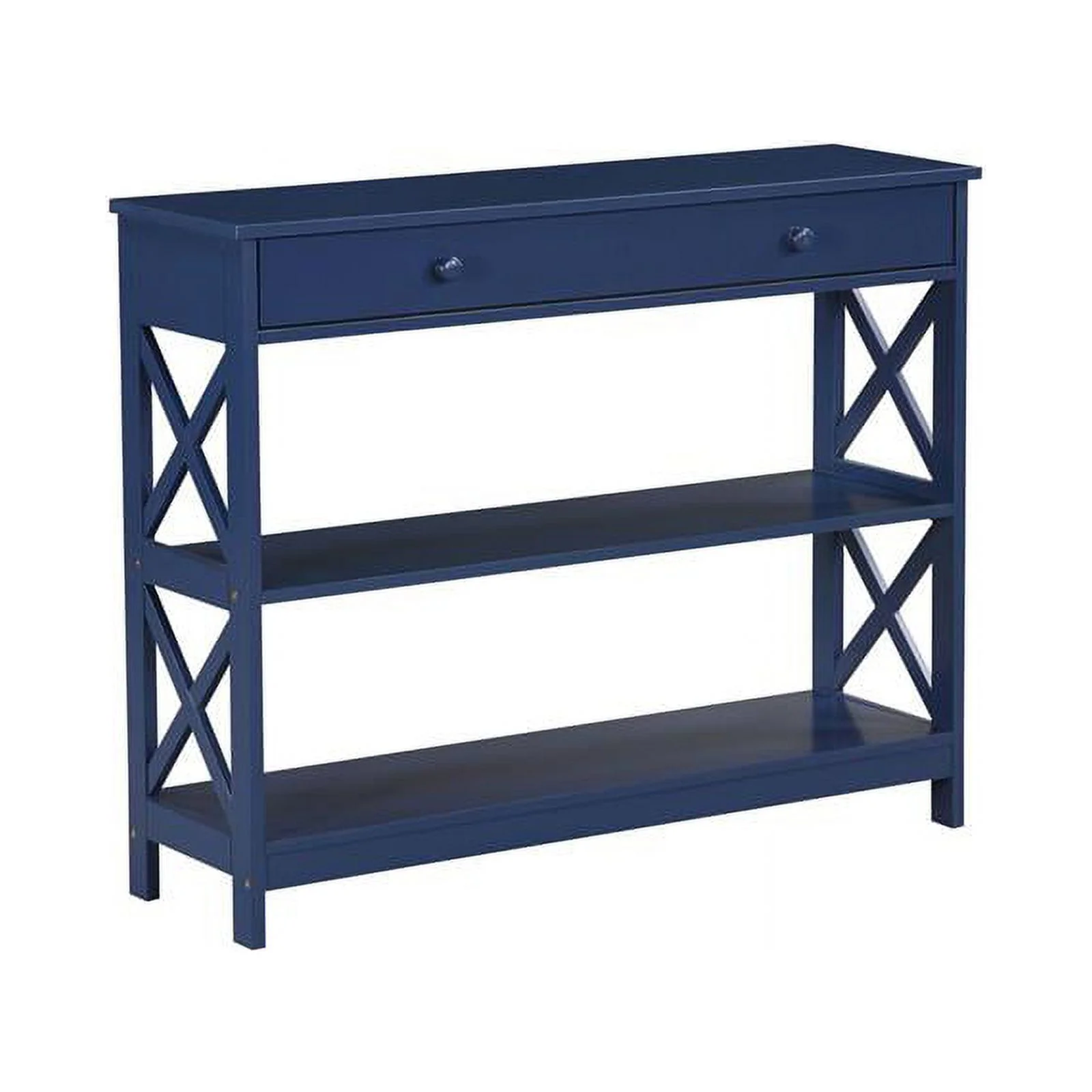 Pemberly Row Transitional One-Drawer Console Table in Cobalt Blue Wood Finish