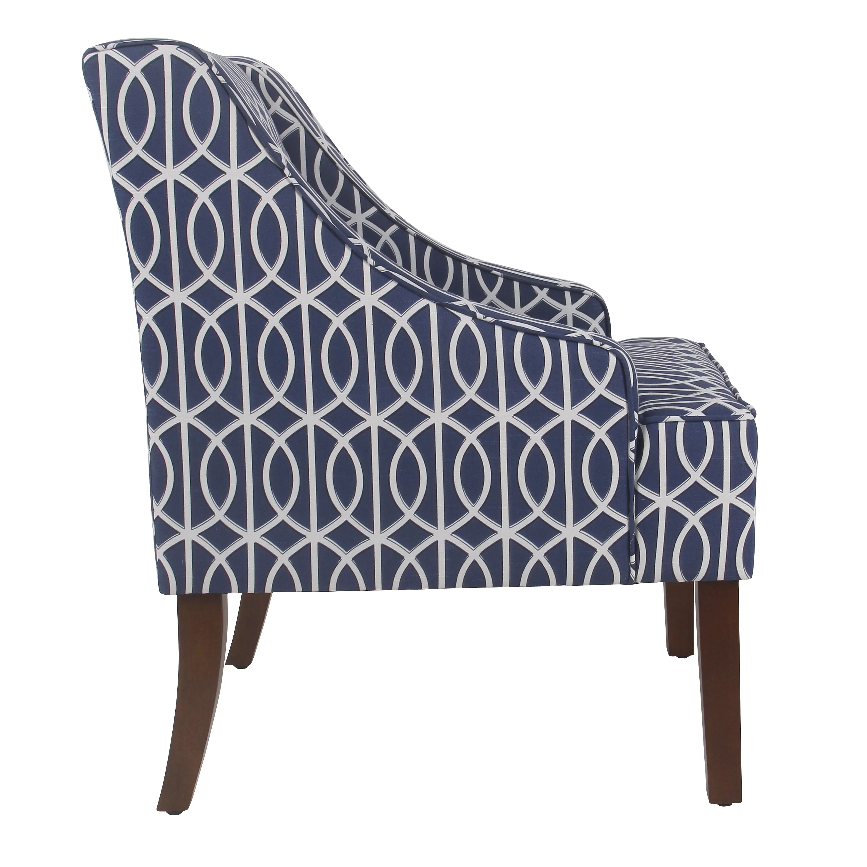 HomePop Classic Swoop Accent ArmChair - Cream and Blue Geometric