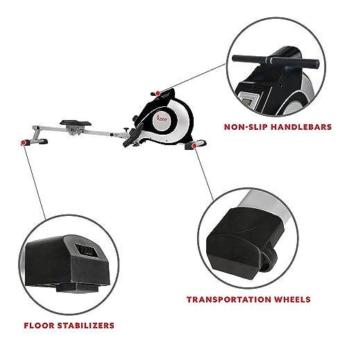 Sunny Health & Fitness Magnetic Rowing Machine Rower with 8-Level Resistance, 53.4