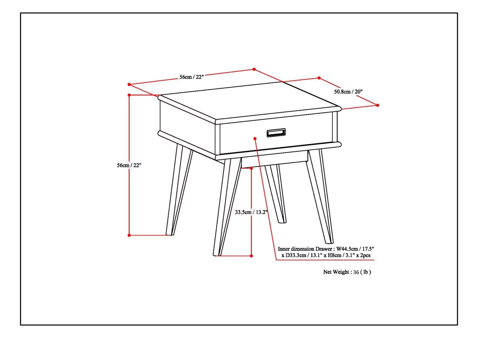 Simpli Home Draper Mid Century End Table
