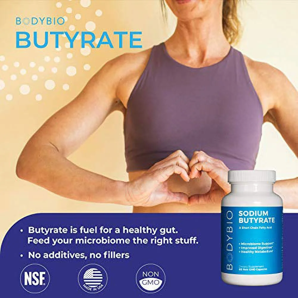 BodyBio - Butyrate Gut Health Supplement 100 Calcium Magnesium Capsules