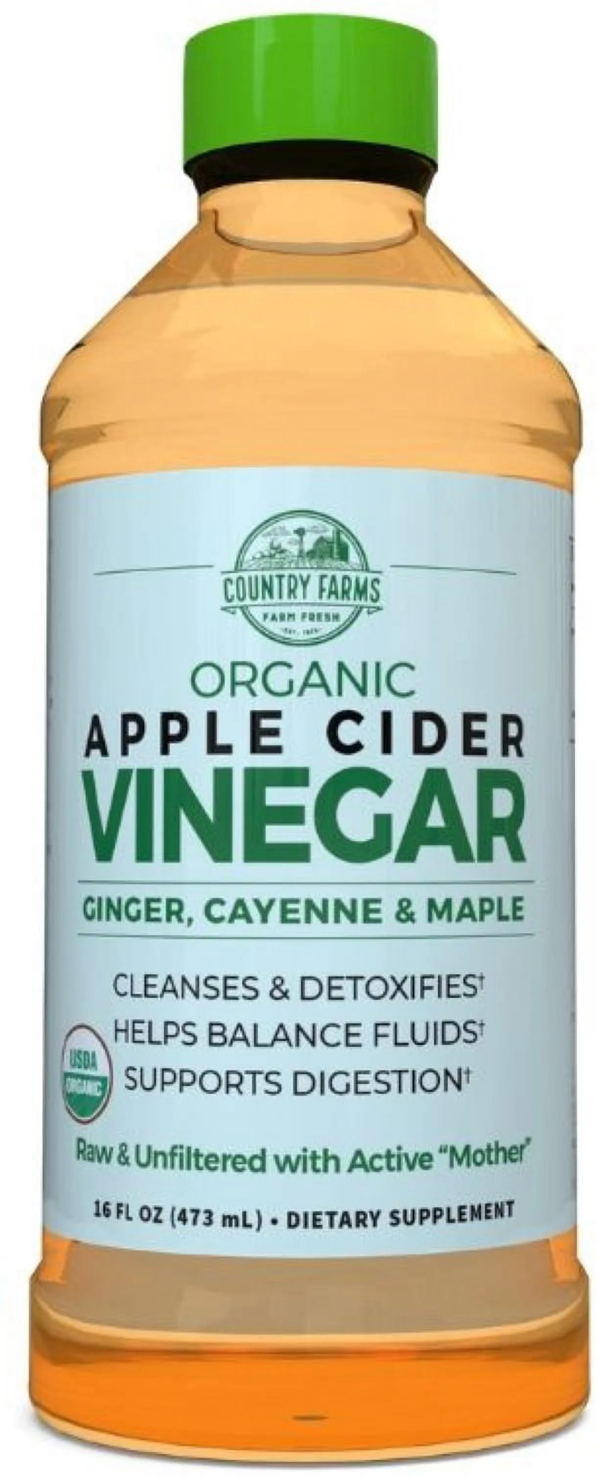 Country Farms Organic Apple Cider Vinegar, Support Digestion, 16 oz, 3-Pack