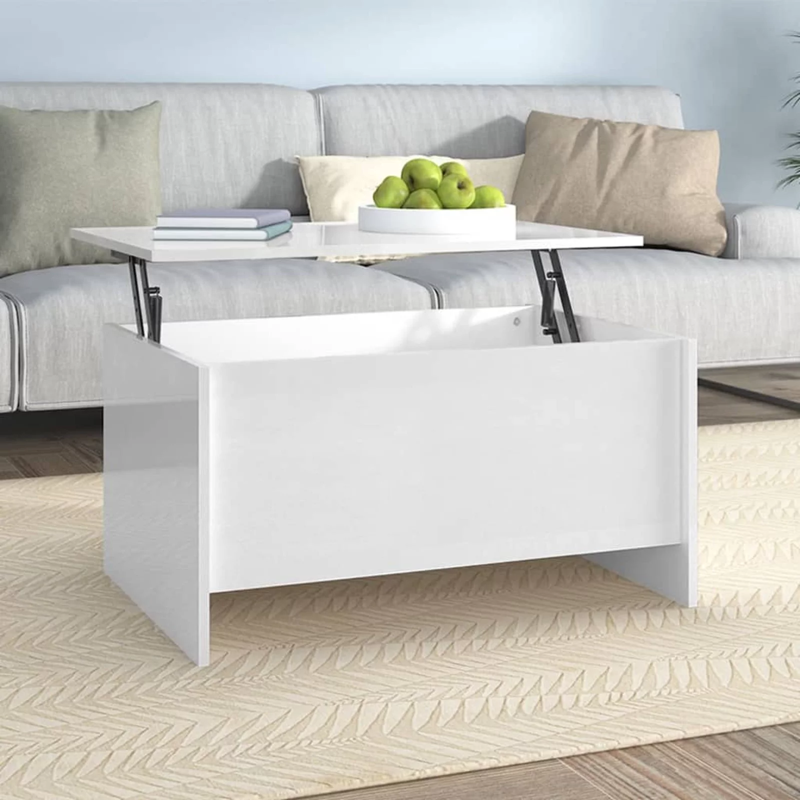 Walmeck Coffee Table High Gloss White 31.5
