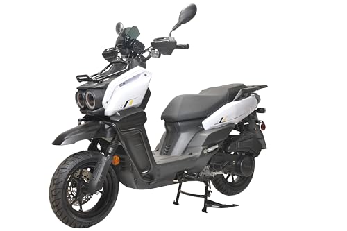 HHH Tank 150 Moped Gas Scooter 150cc Motorcycle Automatic Adult Bike with 12 inch Aluminum Wheels (White)