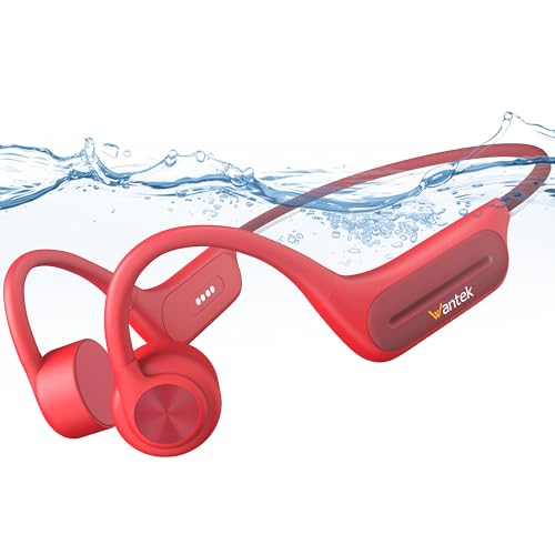 Wantek Bone Conduction Headphones,Open-Ear Bluetooth Headphones,Swimming Headphone with 32GB MP3,IP68 Waterproof, 8H Playtime for Swimming,Running,Cycling,Gym