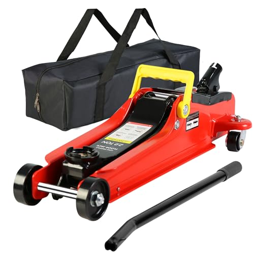 3 Ton Low Profile Floor Jack, Professional Low Profile Hydraulic Jack, Heavy Duty Steel Racing Floor Jack with Dual Piston Quick Lift Pump, 3 Ton (6,600 lb) Capacity, Lift Range 3.3