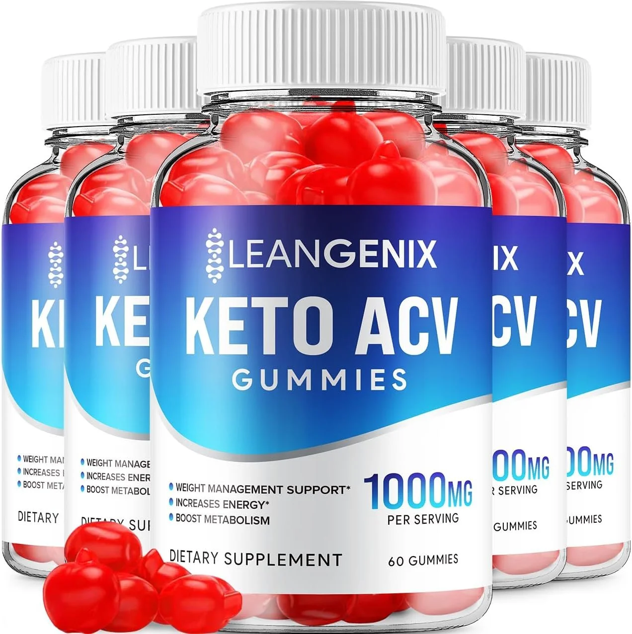 5 Pack LeanGenix Keto ACV Gummies - Official - Keto Lean Genix ACV Advanced Formula Plus Apple Cider Vinegar Dietary Supplement B12 Beet Root Juice Men Women 300 Gummies