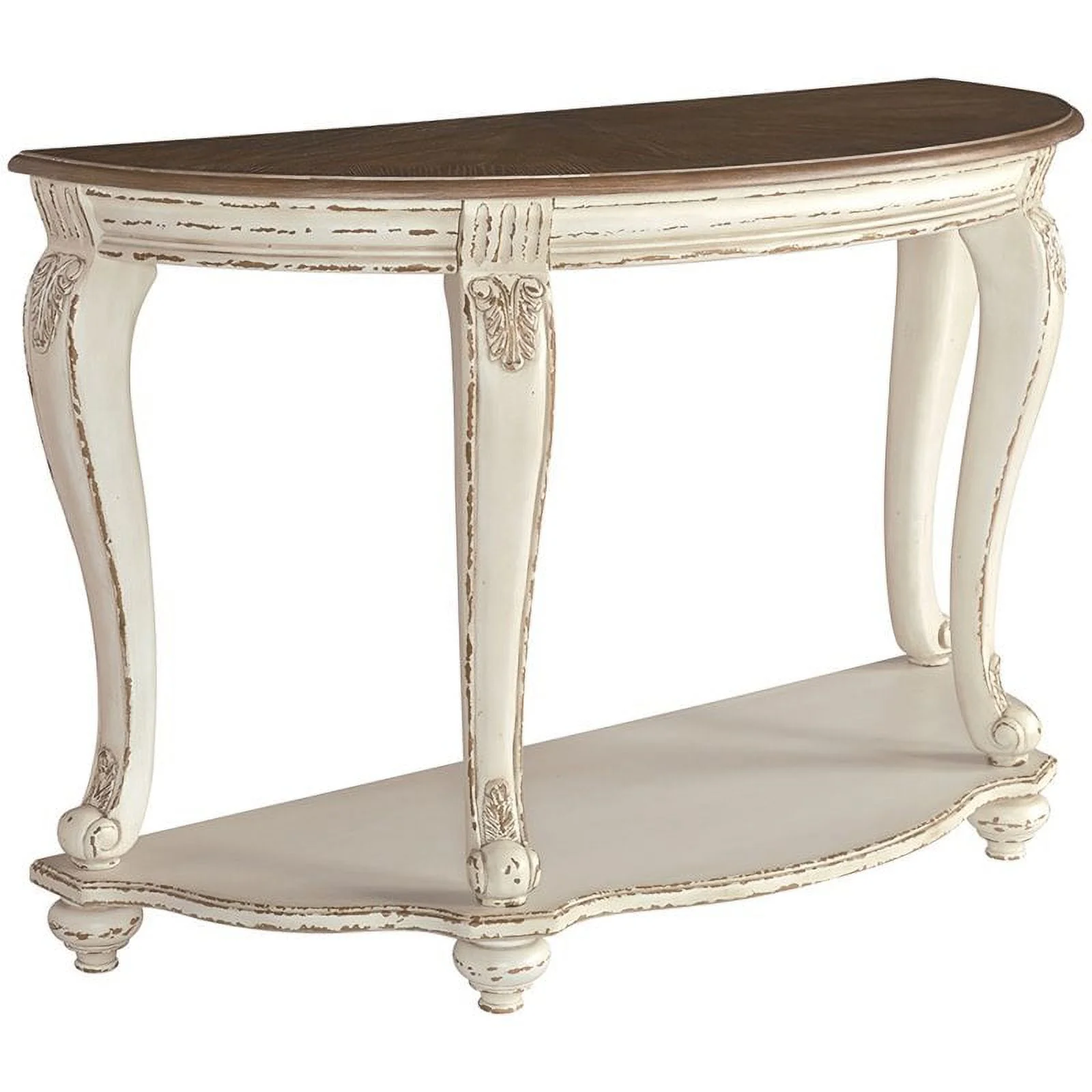 Bowery Hill Console Table in Chipped White and Brown