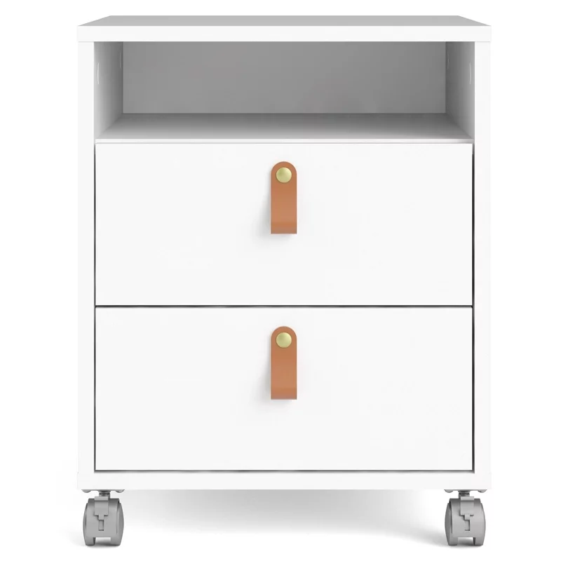 Home Square 2 Piece 2 Drawer 1 Shelf Mobile Cabinet Set in White