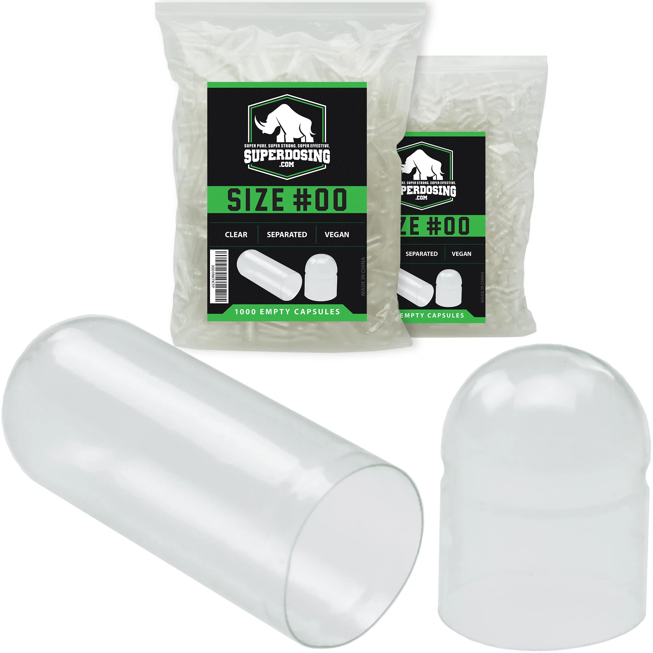 SuperDosing Pharma-Grade, Pre-Separated Gelatin Capsules Bulk Pack (1000 Pack, Size 00 Vegan)