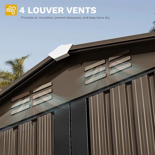 DWVO 6x4ft Storage Shed for Outdoors, Metal Sturdy Weatherproof Tool Locker with Secure Door and Ventilation for Equipment, Mowers, Bikes, Outdoor Spaces, Dark Gray