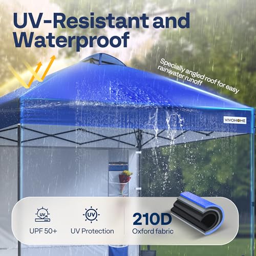 VIVOHOME 10x10ft Pop Up Canopy Tent One Push Setup Outdoor Portable Shelter Tent Heavy Duty with Wheel Carry Bag and 4 Sandbags, White