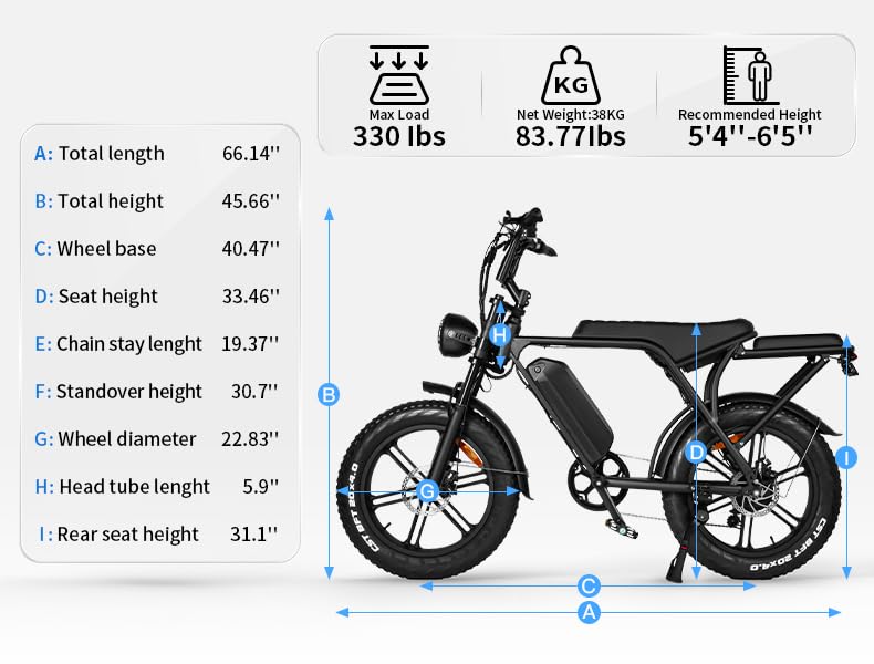 OUXI Electric Bike for Adults, Peak 500/750W/1000W, Up to 20/31 MPH, 10.4/15/30 AH Removable Battery, 16''/20