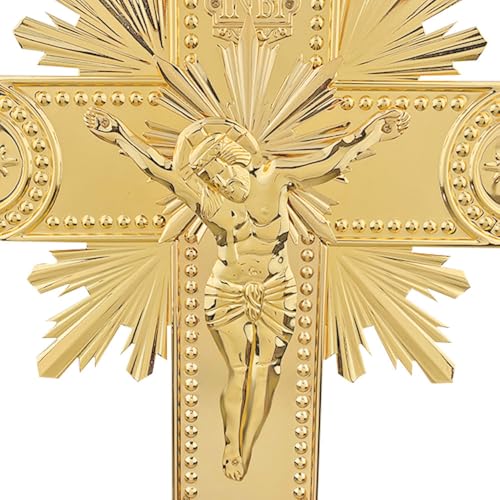 RZRHMUHN Large Church Cross Zinc Alloy Electroplated Religious Ornament 29.5 Inches for Church Decor