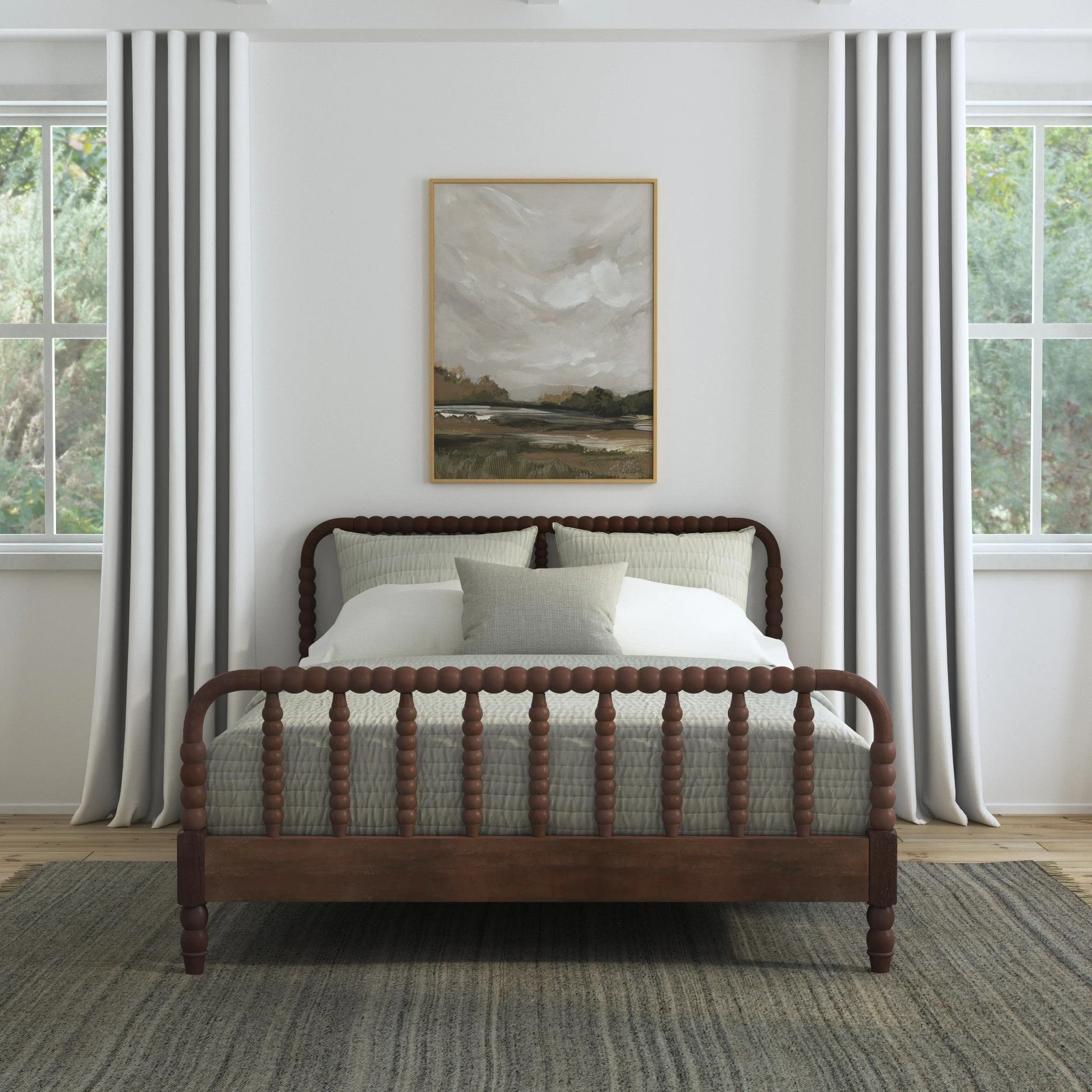 Spindle Brown Queen Bed