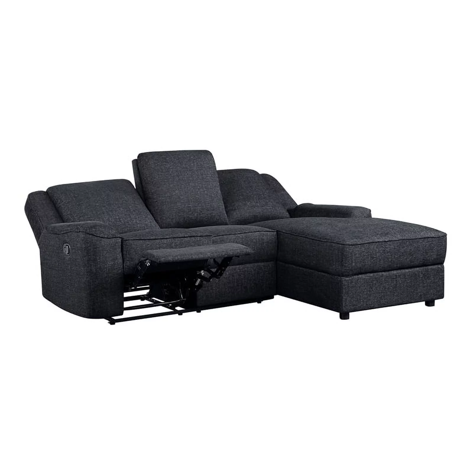 Lexicon Monterey 2-Piece Chenille Reclining Sectional with Right Chaise in Ebony