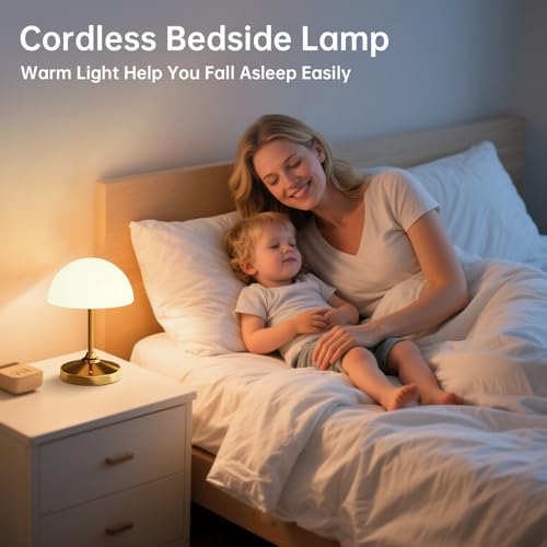 Mushroom Lamp Table Lamp Waterproof,Desk Cordless Battery Operated Lamps for Bedroom,Outdoor Cordless Rechargeable Touch Bedside Lamps for Night Stands,5000mAh LED Night Light for Living Room