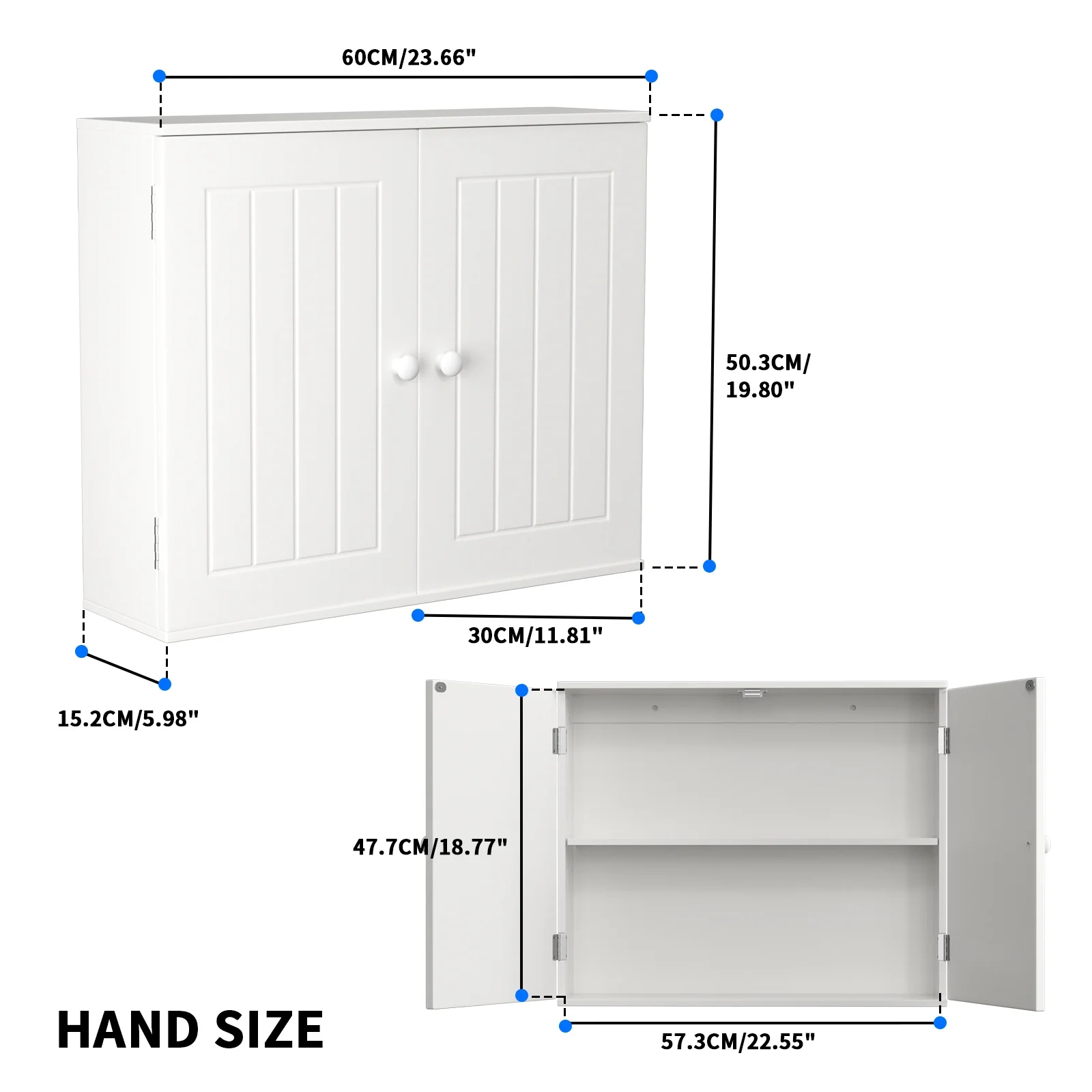 Dayplus Bathroom Under Sink Cabinet Storage Cabinet White, Free Standing Wooden Sink Storage Organiser, Bathroom Floor Basin Cupboard Unit Storage Cabinet with Double Doors