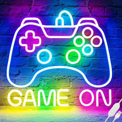 Gamer Neon Sign, Dimmable Neon Controller Sign for Gaming Room Decor, USB Powered Gamepad Shaped Gaming Neon Sign for Teen Boys Room Decor - Best Gifts Led Gaming Sign for Teenage Boys Kids