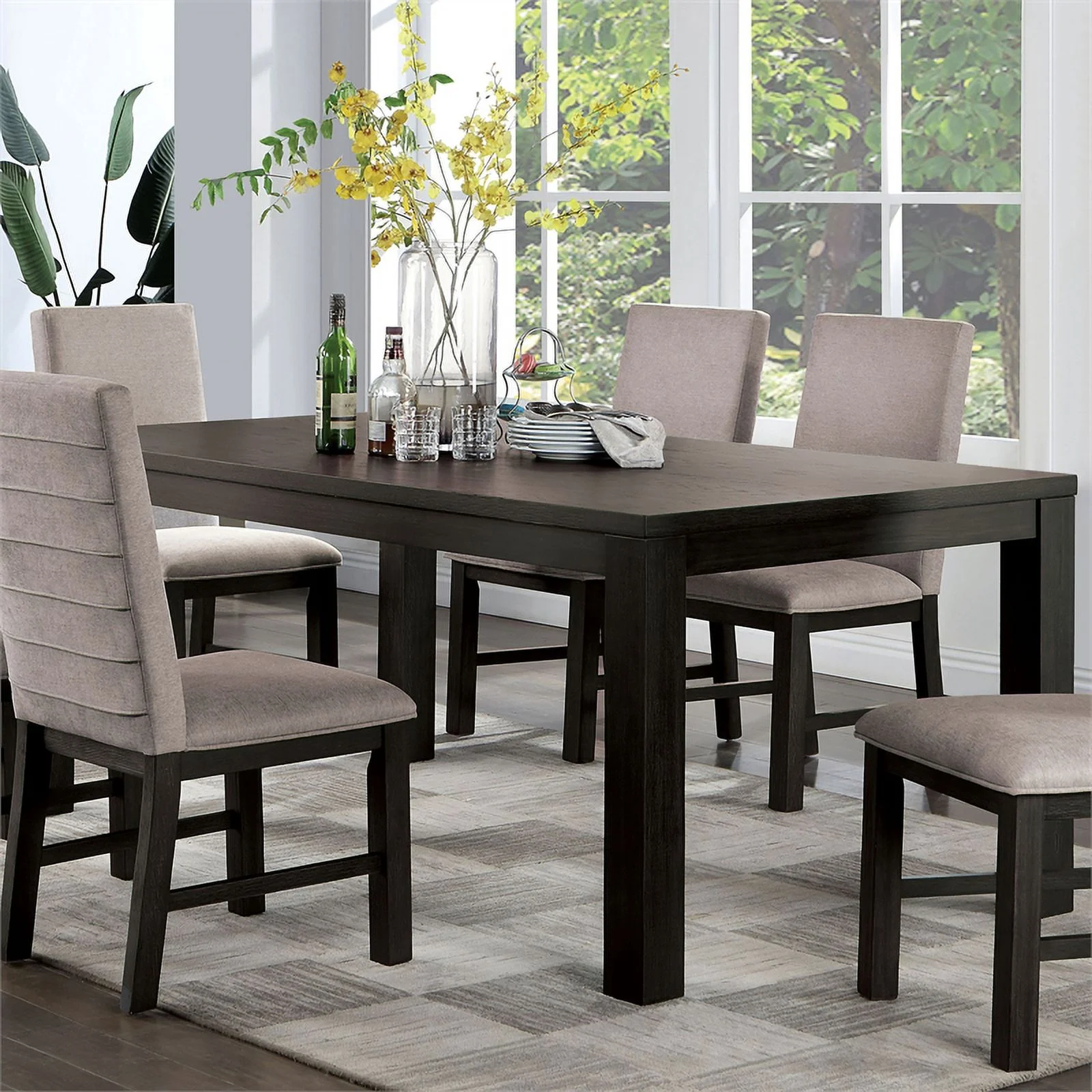 Furniture of America Leen Transitional Wood Rectangle Dining Table in Black