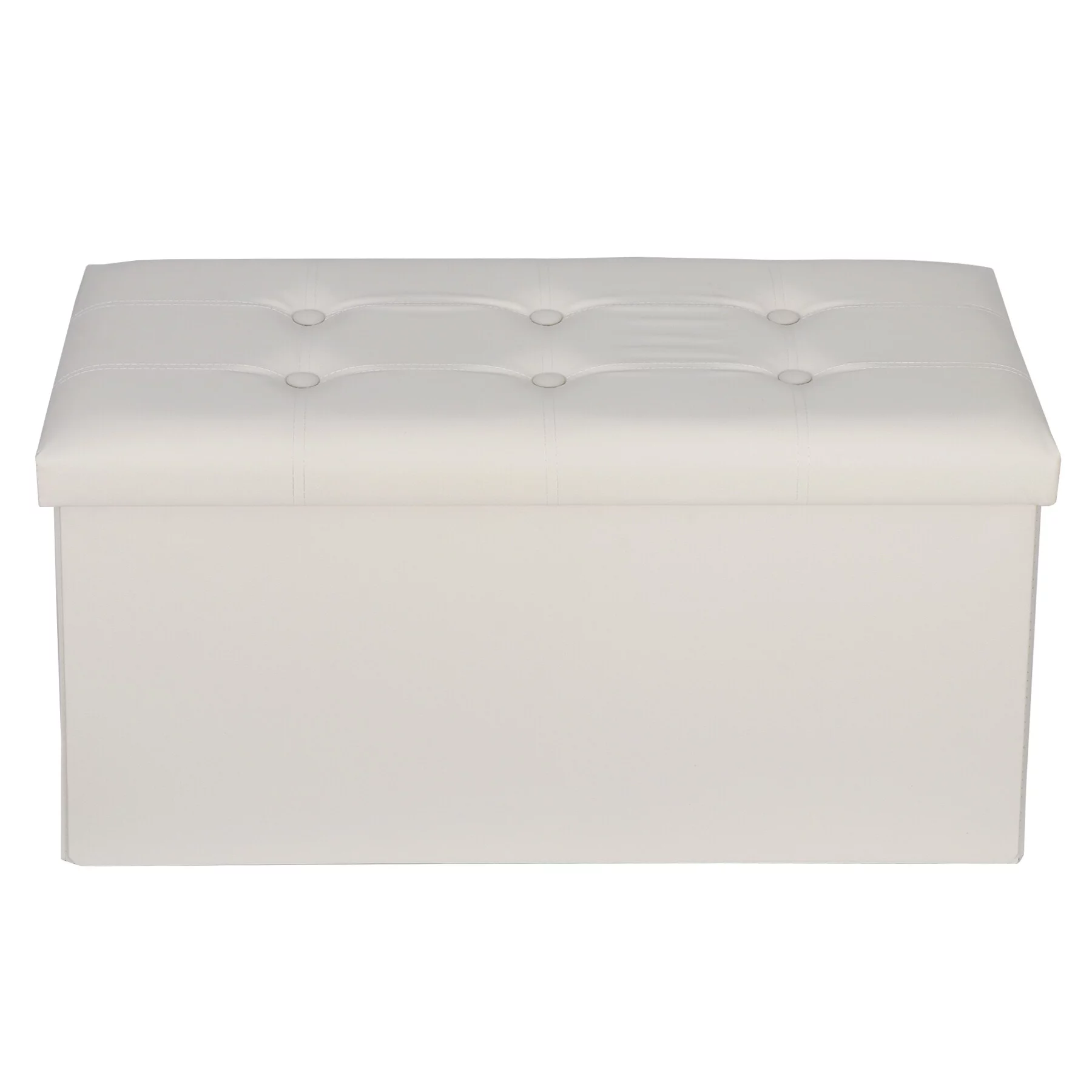 HomGarden 30'' Leather Storage Ottoman Bench Foldable Footrest Padded Seat 350lbs Beige