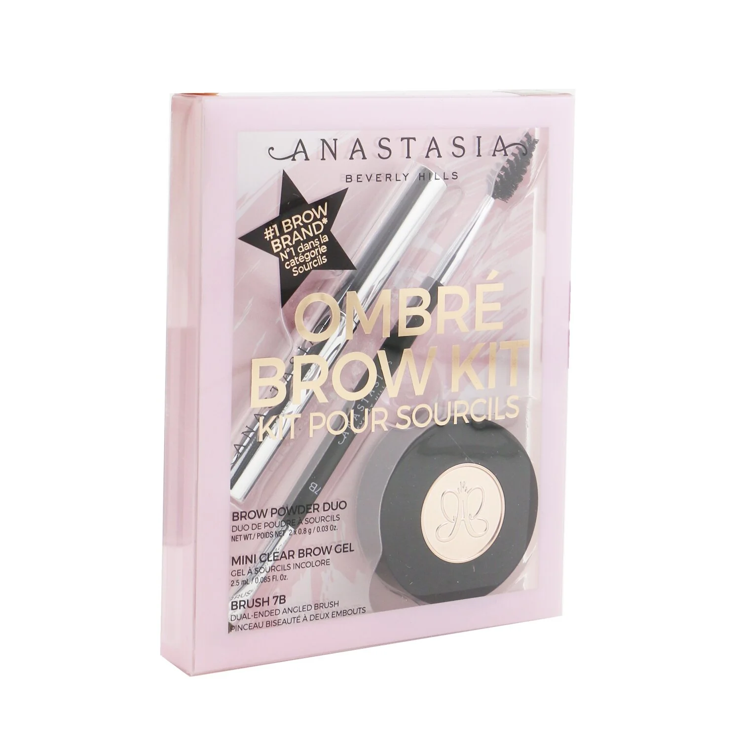 Anastasia Beverly Hills Ombre Brow Kit (Brow Powder Duo + Mini Clear Brow Gel + Brush 7B) - # Medium Brown  3pcs