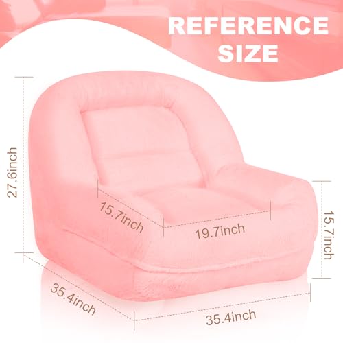 Bean Bag Chair with Armrests - Comfy Bean Bag Couch for Adults, Premium Plush Fabrics and High-Density Foam Filling, Designed Lounge Sofa for Living Room, Bedroom, and Gaming Room (Pink)