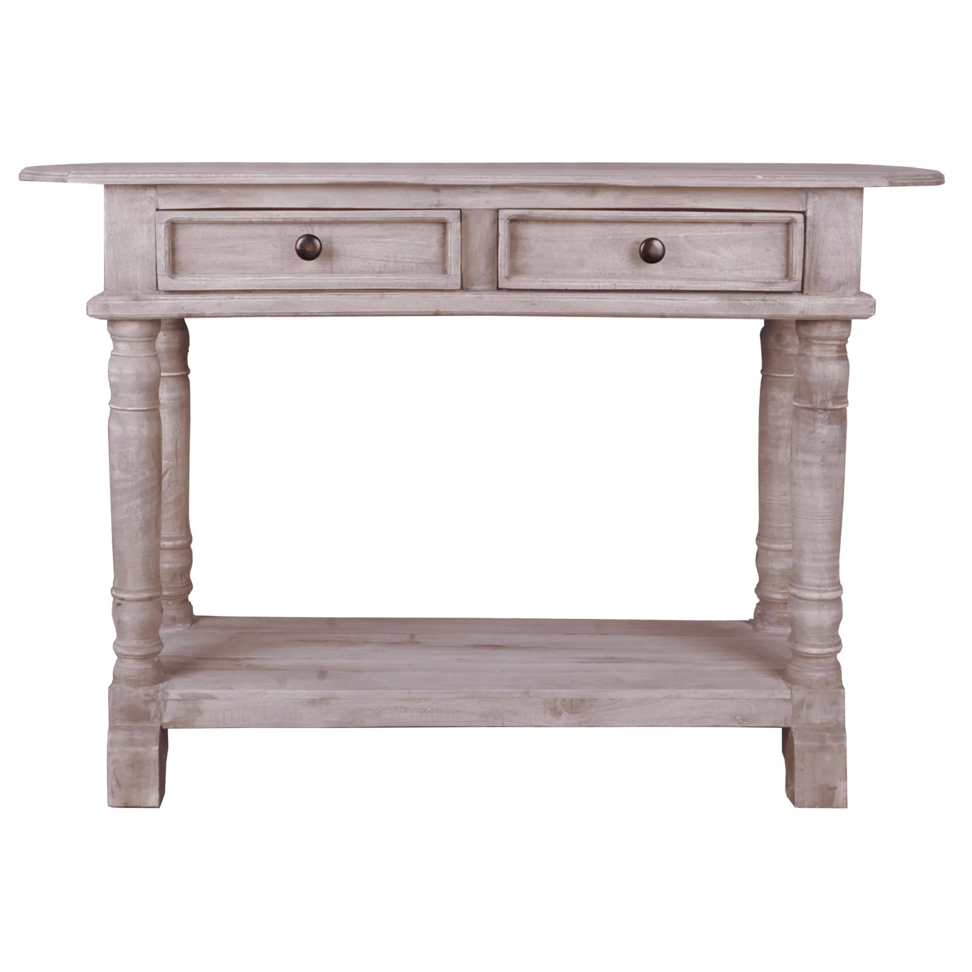 Sunset Trading Cottage Farmhouse Wood Console Table in Natural Limewash
