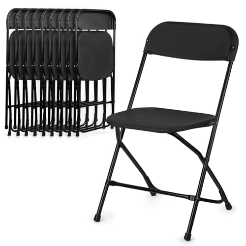 Athena Collection Red Plastic Folding Chairs for Adults, 10 Pack, Portable Stackable Chairs Indoor Outdoor Foldable Comfortable Sillas para Fiestas for Outside Commercial Event Party Supports 250 Lbs