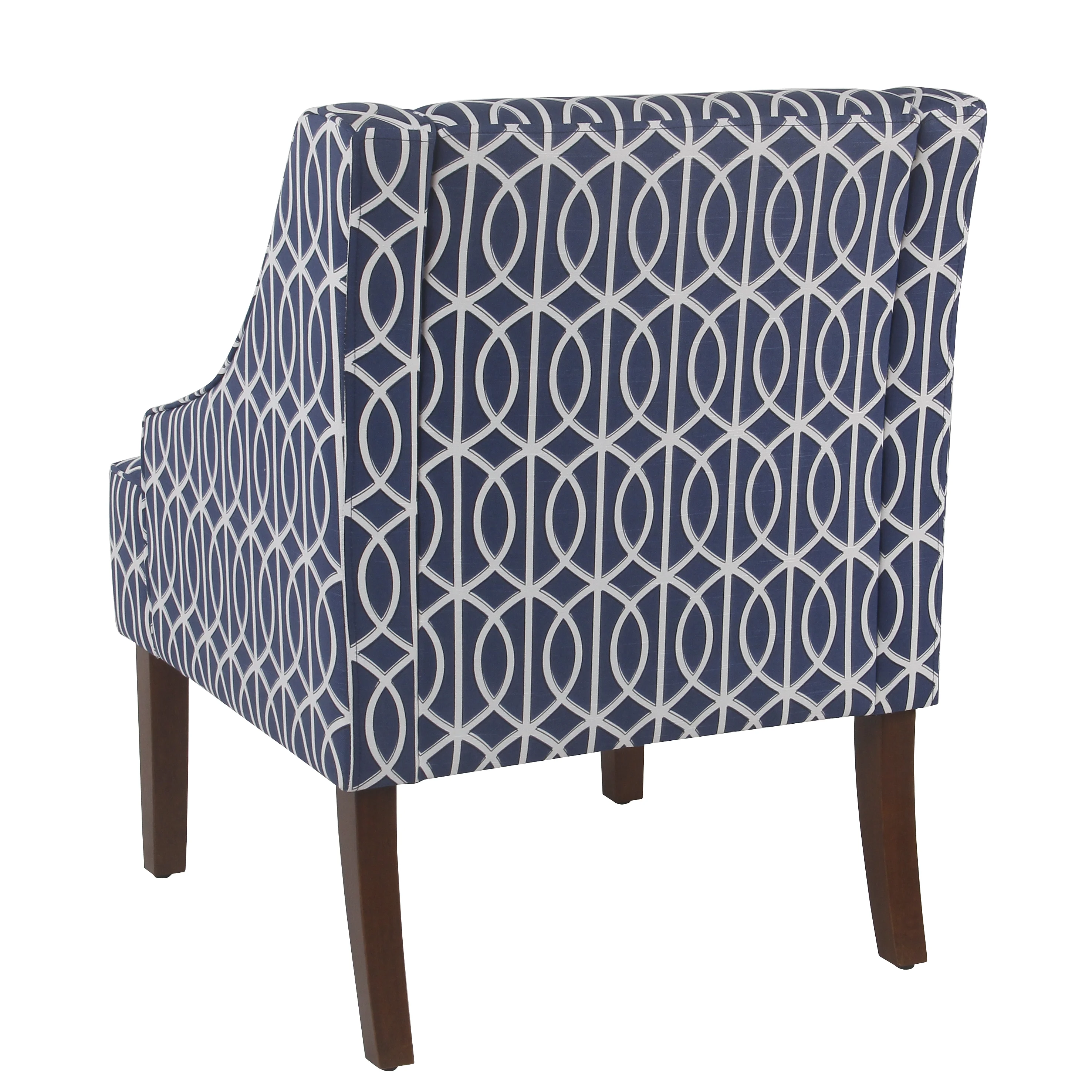 HomePop Classic Swoop Accent ArmChair - Cream and Blue Geometric