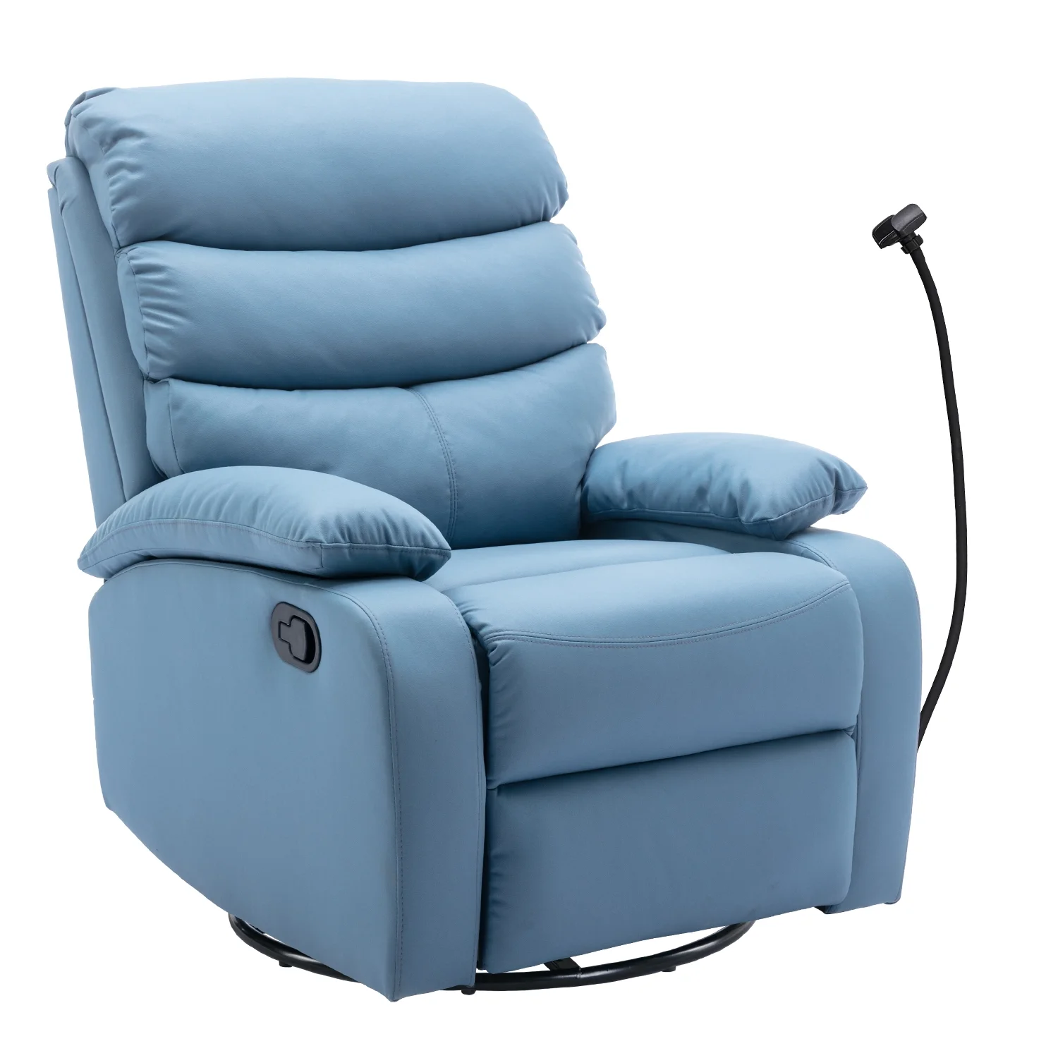 Alwalue Manual Glider Swivel Rocker Recliner Chairs with Tech Cloth Overstuffed Single Sofa Recliner Chair for Living Room,Nursery - Blue