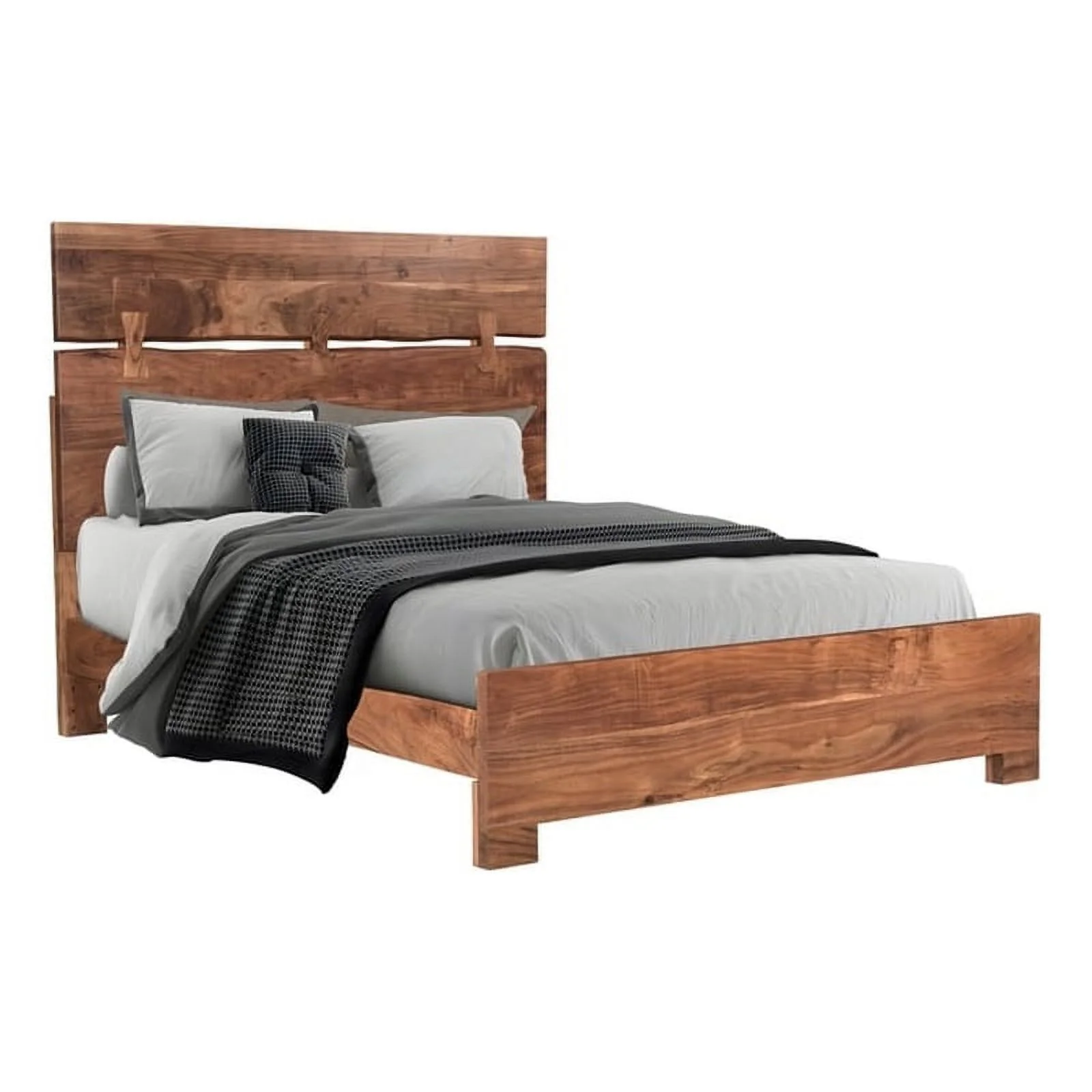 Taran Designs Harper Live Edge Solid Wood Queen Panel Bed in Brown