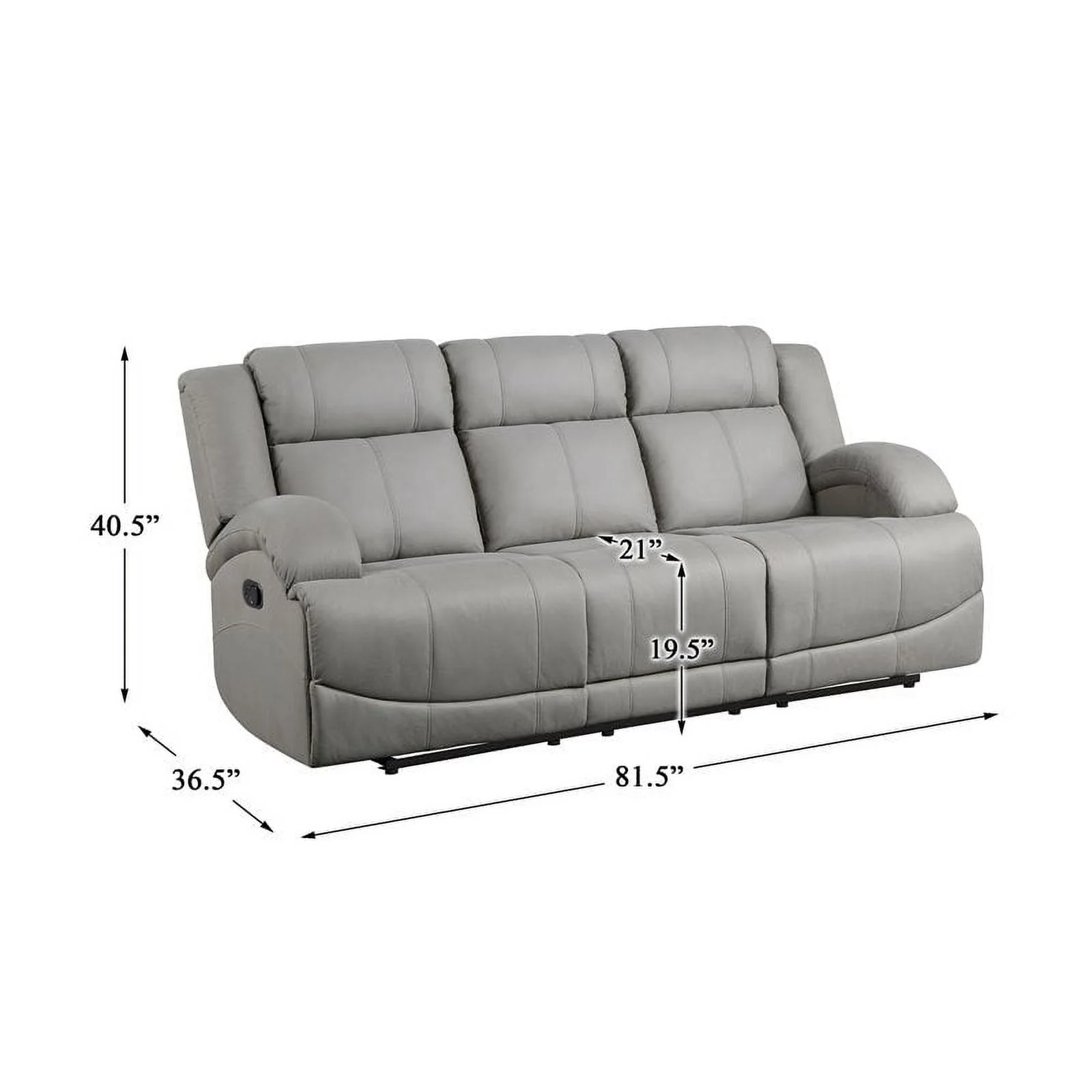 Lexicon Camryn Traditional Wood & Fabric Double Reclining Sofa in Gray